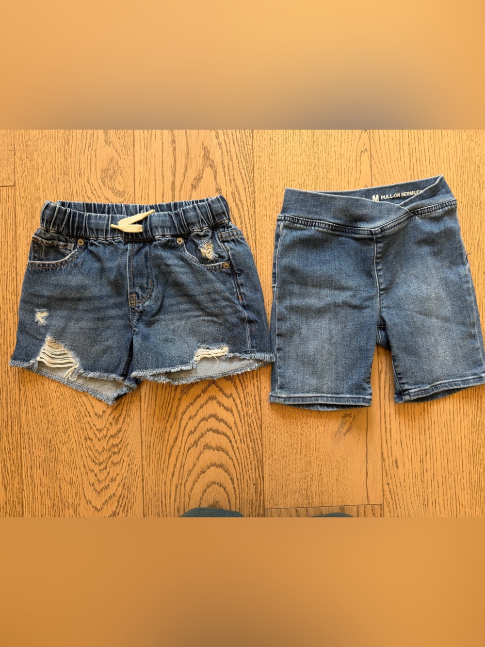 GAP Girls 2 Pairs Denim Easy Pull-On Shorts - Distressed & Bermuda Size M